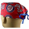 Men's Washington Nationals Surgical Scrub Hat, Semi-Lined Fold-Up Cuffed (shown) or No Cuff, Handmade