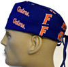 Men's Florida Gators Blue Surgical Scrub Hat, Semi-Lined Fold-Up Cuffed (shown) or No Cuff, Handmade