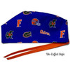 Men's Florida Gators Blue Surgical Scrub Hat, Semi-Lined Fold-Up Cuffed (shown) or No Cuff, Handmade