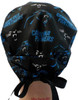 Women's Carolina Panthers Black Pixie Surgical Scrub Hat, Fold Up Brim, Adjustable, Handmade