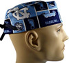 Men's University of North Carolina (UNC) Tar Heels Squares Surgical Scrub Hat, Semi-Lined Fold-Up Cuffed (shown) or No Cuff, Handmade