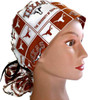 Women's Texas Longhorns Squares Ponytail Surgical Scrub Hat, Adjustable with Ribbon Ties, Handmade