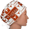 Women's Texas Longhorns Squares Fold-Up Pixie Surgical Scrub Hat, Adjustable, Handmade,  Ribbon or Elastic with Cord Lock