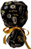 Women's Boston Bruins Two Tone Ponytail Surgical Scrub Hat, Plain or Fold-Up Brim Adjustable, Handmade