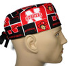 Men's Nebraska Huskers Squares Semi-Lined Fold-Up Cuffed or No Cuff Surgical Scrub Hat, Handmade