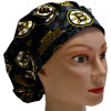 Women's Boston Bruins Two Tone Bouffant Surgical Scrub Hat, Adjustable with elastic and cord-lock, Handmade