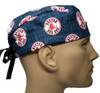 Men's Boston Red Sox Mini Surgical Scrub Hat, Semi-Lined Fold-Up Cuffed (shown) or No Cuff, Handmade