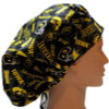Women's Iowa Hawkeyes Two Tone  Bouffant Surgical Scrub Hat, Adjustable with elastic and cord-lock, Handmade
