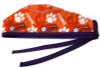 Men's Clemson Tigers Two Tone Unlined Surgical Scrub Hat, Optional Sweatband, Handmade