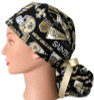 Women's New Orleans Saints Retro Ponytail Surgical Scrub Hat, Plain or Fold-Up Brim Adjustable, Handmade