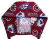 Men's Colorado Avalanche Two Tone Surgical Scrub Hat, Semi-Lined Fold-Up Cuffed or No Cuff (shown), Handmade