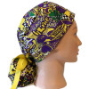 Women's LSU Pop Art Ponytail Surgical Scrub Hat, Plain or Fold-Up Brim (shown), Adjustable, Handmade
