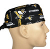 Men's Pittsburgh Penguins Black Semi-Lined Fold-Up Cuffed or  No Cuff Surgical Scrub Hat, Handmade in Fabric Swatch Shown