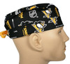 Men's Pittsburgh Penguins Black Semi-Lined Fold-Up Cuffed or  No Cuff Surgical Scrub Hat, Handmade in Fabric Swatch Shown