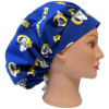 Women's LA Rams Royal Bouffant Surgical Scrub Hat, Adjustable with elastic and cord-lock, Handmade