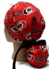 Women's Carolina Hurricanes Two  Tone Ponytail Surgical Scrub Hat, Plain Brim Adjustable, Handmade