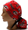 Women's Carolina Hurricanes Two  Tone Ponytail Surgical Scrub Hat, Plain Brim Adjustable, Handmade