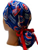 Women's Chicago Cubs Vintage Ponytail Surgical Scrub Hat, Plain or Fold-Up Brim Adjustable, Handmade