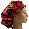 Women's Chicago Blackhawks Squares Bouffant Surgical Scrub Hat, Adjustable with elastic and cord-lock, Handmade