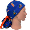Women's Florida Gators Blue Ponytail Surgical Scrub Hat, Plain Brim or Fold-Up Brim, Adjustable, Handmade