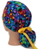 Women's Happy Dots Ponytail Surgical Scrub Hat, 2 Styles, Adjustable, Handmade, Optional Buttons