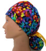 Women's Happy Dots Ponytail Surgical Scrub Hat, 2 Styles, Adjustable, Handmade, Optional Buttons