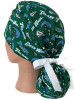 Women's Tulane Green Wave Ponytail Surgical Scrub Hat, 2 Styles, Adjustable, Handmade, Optional Buttons