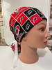 Women's Carolina Hurricanes Squares Ponytail Ponytail Surgical Scrub Hat, 2 Styles, Adjustable, Handmade, Optional Buttons