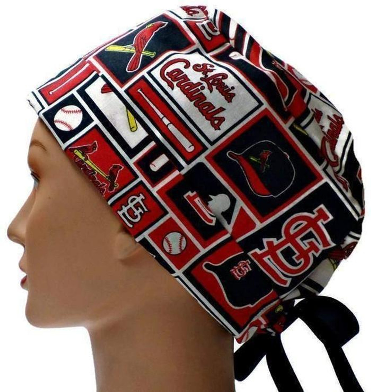 Women's Louisville Cardinals Pixie Surgical Scrub Hat, Fold Up Brim,  Adjustable, Handmade - Crazy Caps Scrub Hats