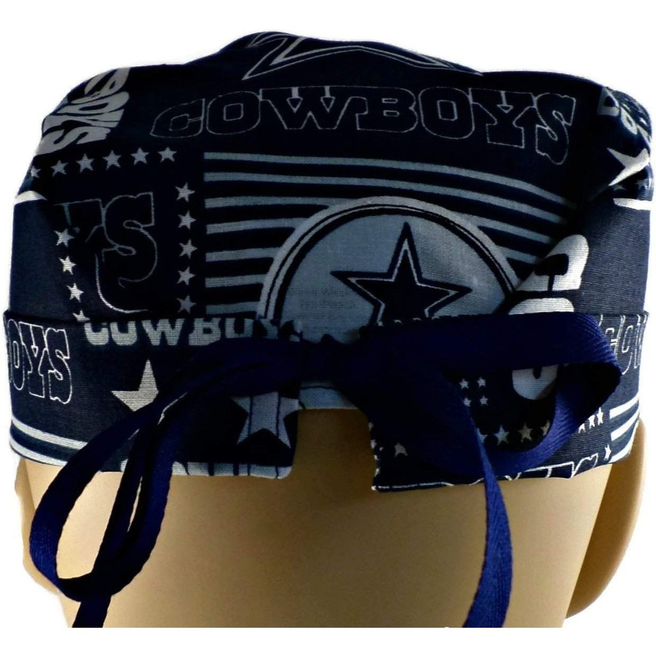 Dallas Cowboys Blue NFL Tie Back Scrub Cap Nurse Hat 