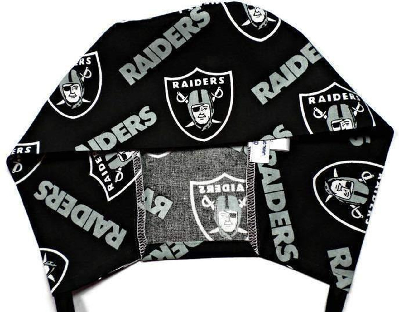 Handmade NFL Oakland / Las Vegas Raiders Dog / Puppy Bandana with Snaps  Size: S