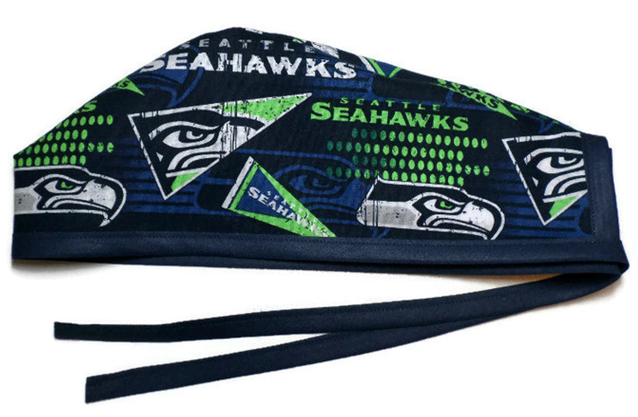 Men's Seattle Seahawks Squares Unlined Surgical Scrub Hat, Optional  Sweatband, Handmade - Crazy Caps Scrub Hats