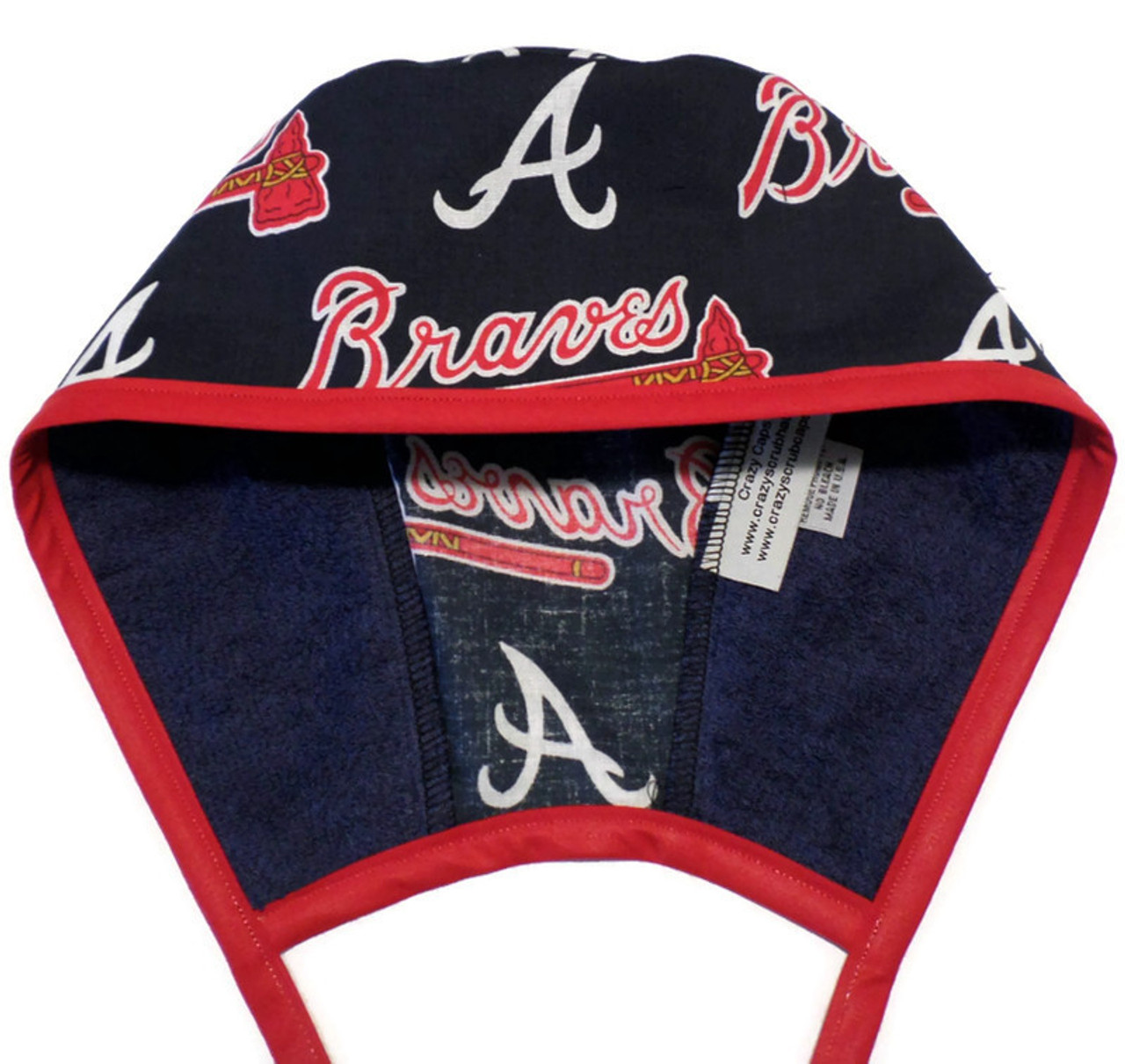 Men's Atlanta Braves Unlined Surgical Scrub Hat, Optional Sweatband,  Handmade