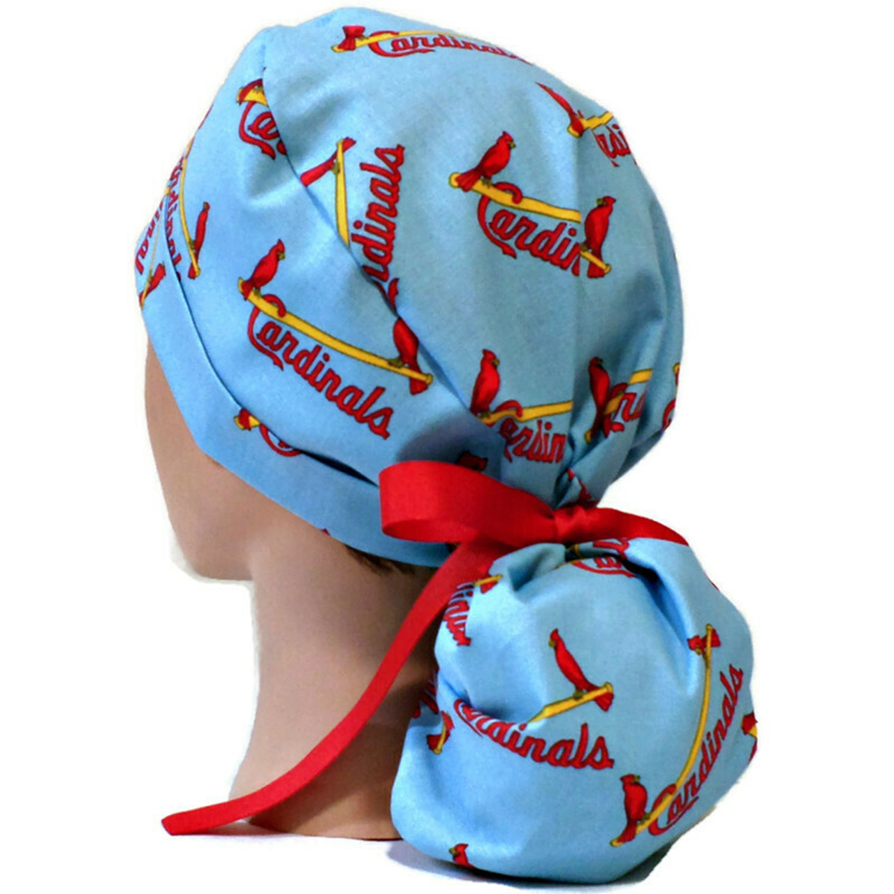 Women's St Louis Cardinals Vintage Blue Ponytail Surgical Scrub Hat, Plain  Brim Adjustable, Handmade - Crazy Caps Scrub Hats