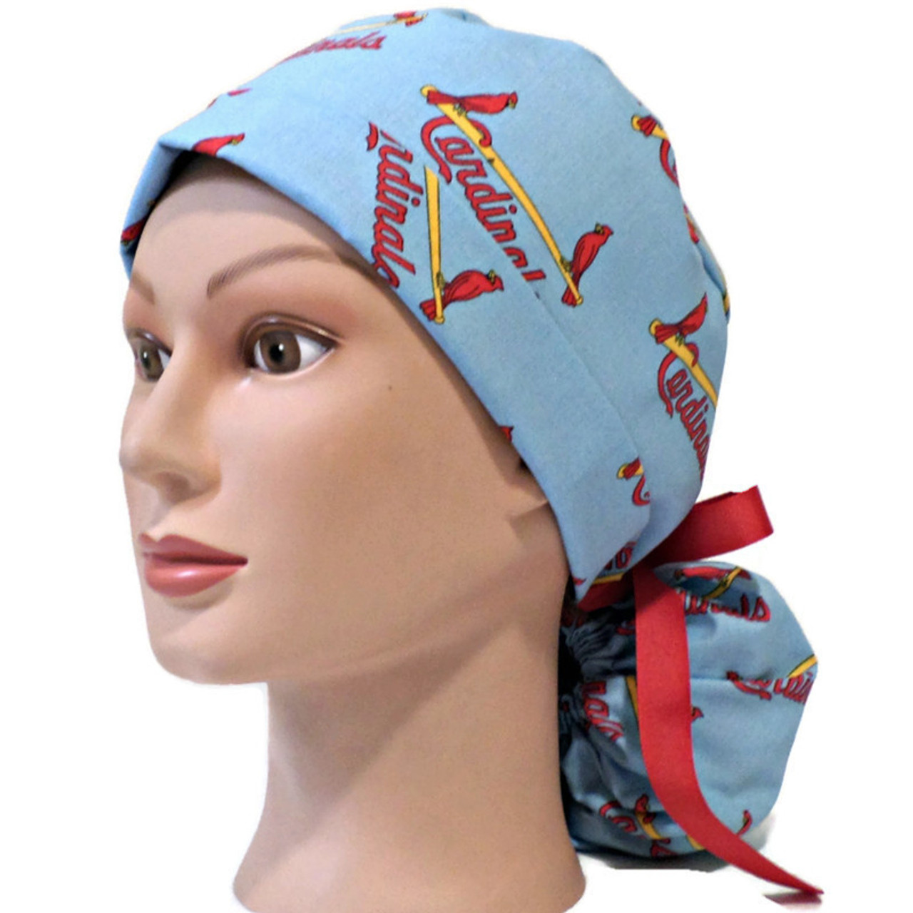 Women's Louisville Cardinals Pixie Surgical Scrub Hat, Fold Up Brim,  Adjustable, Handmade