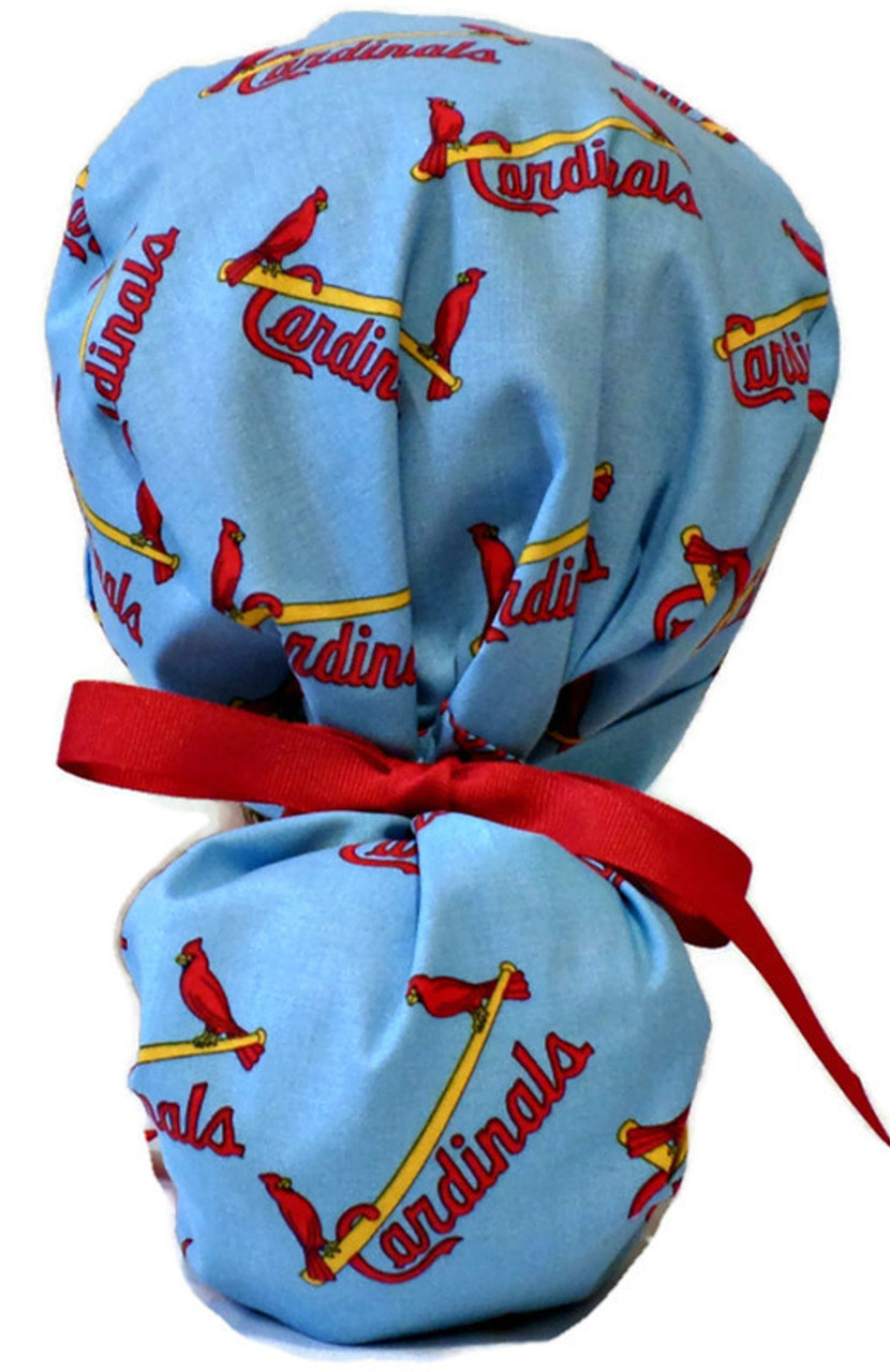 Women's St Louis Cardinals Vintage Blue Ponytail Surgical Scrub Hat, Plain  Brim Adjustable, Handmade - Crazy Caps Scrub Hats