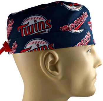 Men's Minnesota Twins Surgical Scrub Hat, Semi-Lined Fold-Up Cuffed (shown) or No Cuff, Handmade