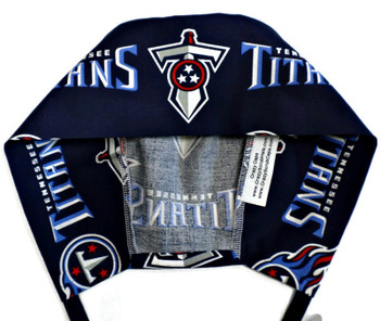Men's Tennessee Titans Surgical Scrub Hat, Semi-Lined Fold-Up Cuffed (shown) or No Cuff, Handmade