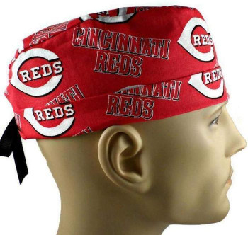 Scrub Caps Cincinnati Reds Retro Cotton Fabric-bouffant Scrub 