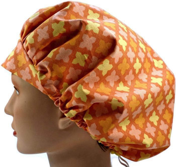 Women's Sorbet Trellis Bouffant, Pixie or Ponytail Surgical Scrub Hat, Adjustable, Handmade