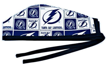 Men's Tampa Bay Lightning Squares  Unlined Surgical Scrub Hat, Optional Sweatband, Handmade