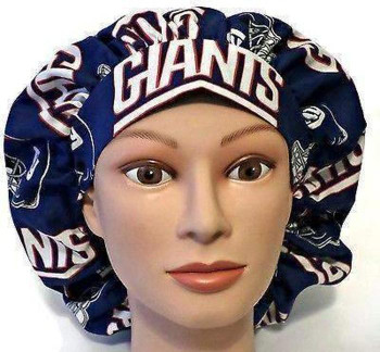 Women's New York Giants Bouffant, Pixie or Ponytail Surgical Scrub Hat, Adjustable, Handmade