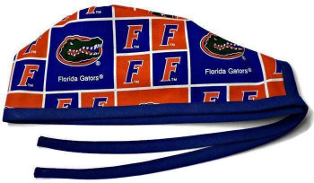 Men's Florida Gators Squares Unlined Surgical Scrub Hat, Optional Sweatband Handmade