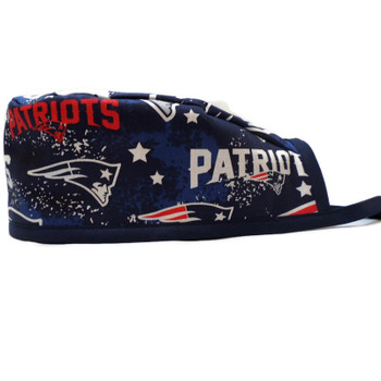 Men's New England Patriots Splash  Unlined Surgical Scrub Hat, Optional Sweatband, Handmade