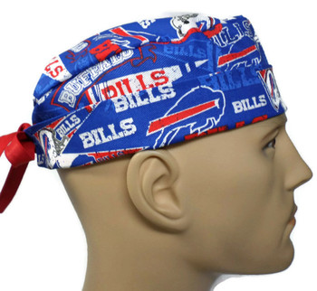 Men's Buffalo Bills Retro Surgical Scrub Hat, Semi-Lined Fold-Up Cuffed (shown) or No Cuff, Handmade