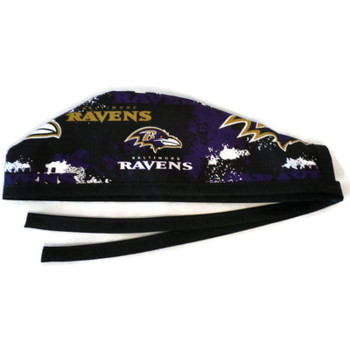 Men's Baltimore Ravens Splash Unlined Surgical Scrub Hat, Optional Sweatband, Handmade