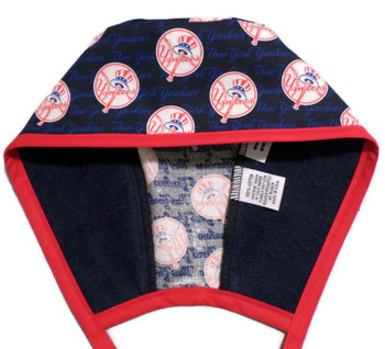 Men's New York Yankees Mini Unlined Surgical Scrub Hat, Optional Sweatband (shown), Handmade