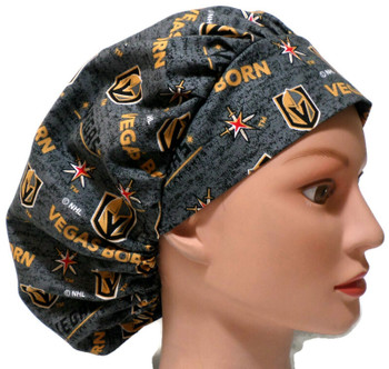 Women's Las Vegas Golden Knights Born Bouffant Surgical Scrub Hat, Adjustable with elastic and cord-lock, Handmade