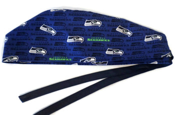 Men's Seattle Seahawks Mini Surgical Scrub Hat, Semi-Lined Fold-Up Cuffed (shown) or No Cuff, Handmade