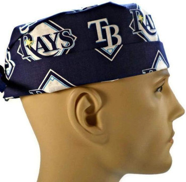 Men's Tampa Bay Rays Surgical Scrub Hat, Semi-Lined Fold-Up Cuffed (shown) or No Cuff, Handmade